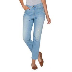 Denim & Co Classic Denim Distressed Ankle Jeans